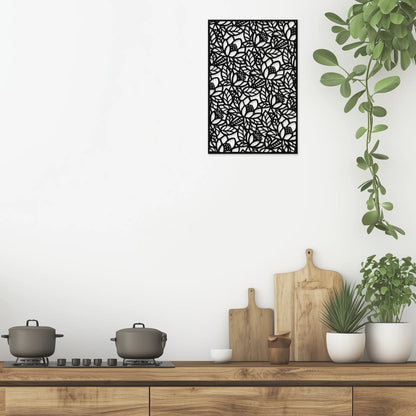 Kvetinový ornament lotusový tanec - Drevená dekorácia na stenu