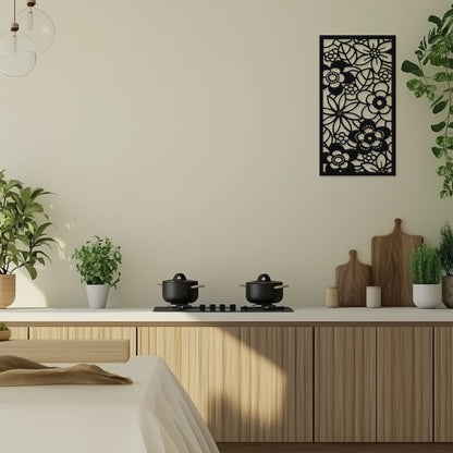 Kvetinový ornament jarná lúka - Drevená dekorácia na stenu
