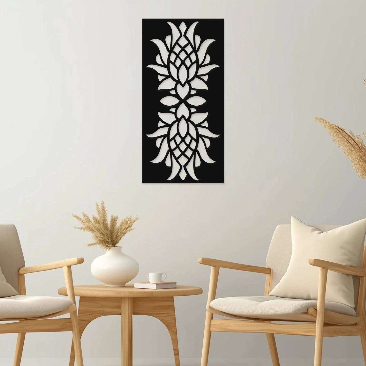 Kvetinový ornament symetria prírody - Drevená dekorácia na stenu
