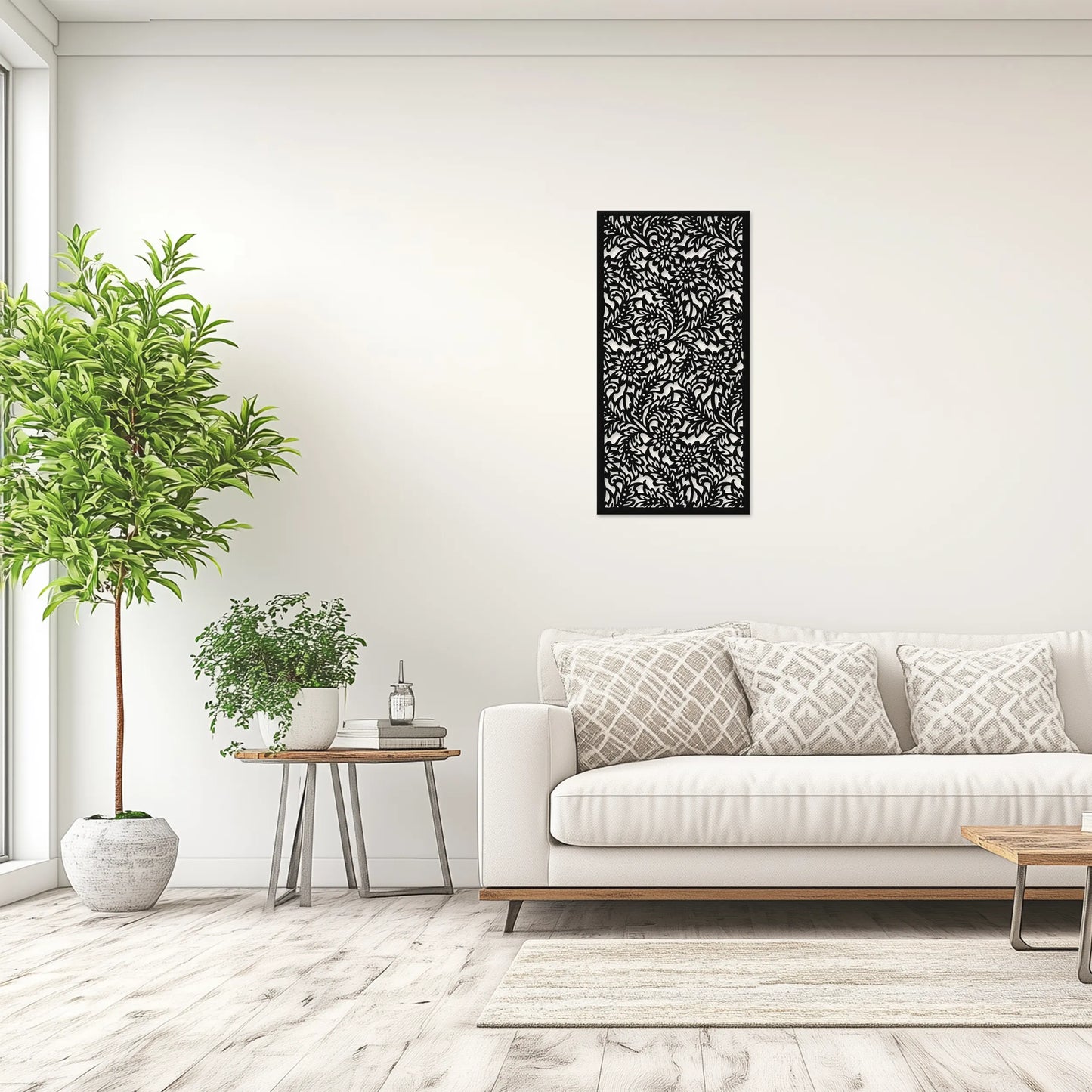 Kvetinový ornament, klasická elegancia - Drevená dekorácia na stenu