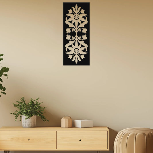 Symetrický ornament, kvety v rovnováhe - Drevená dekorácia na stenu