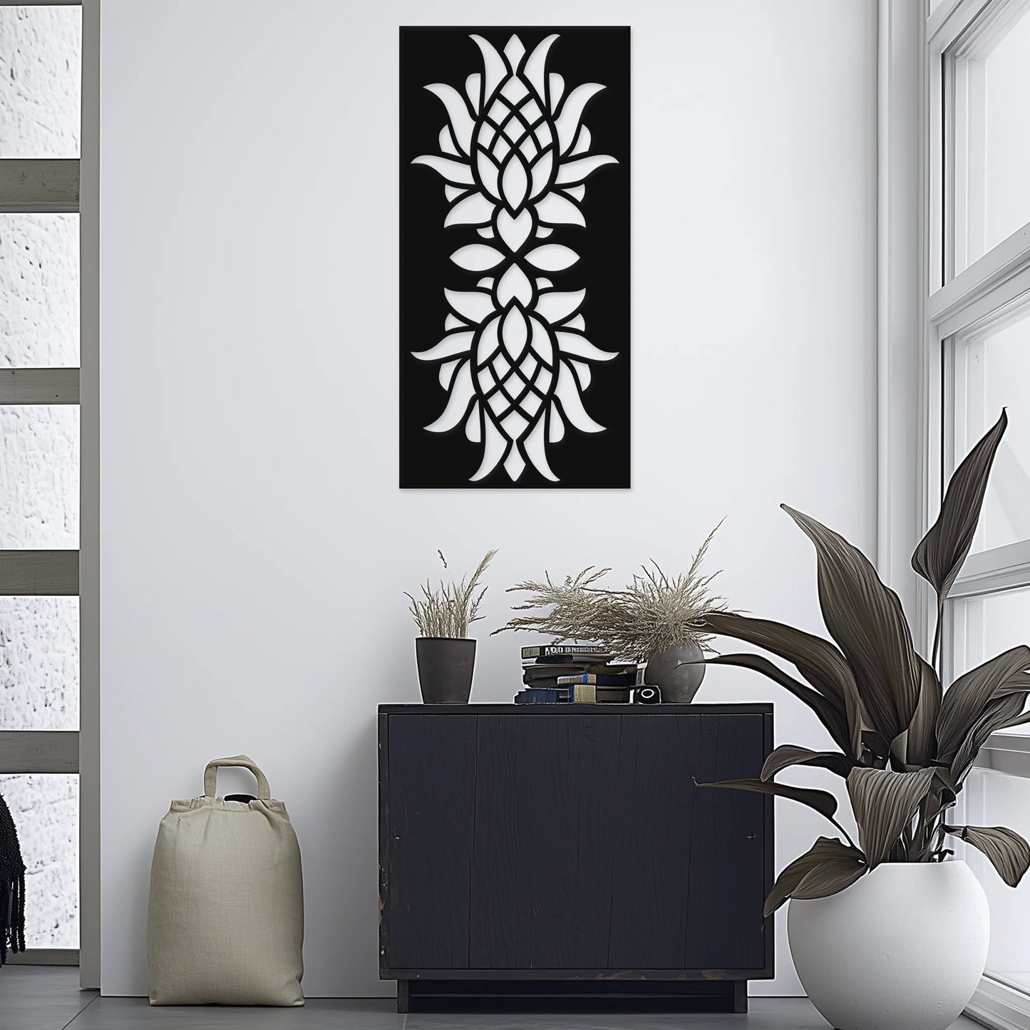 Kvetinový ornament symetria prírody - Drevená dekorácia na stenu