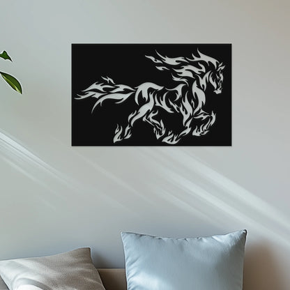 Ohnivý kôň, energia a vášeň - Drevená dekorácia na stenu
