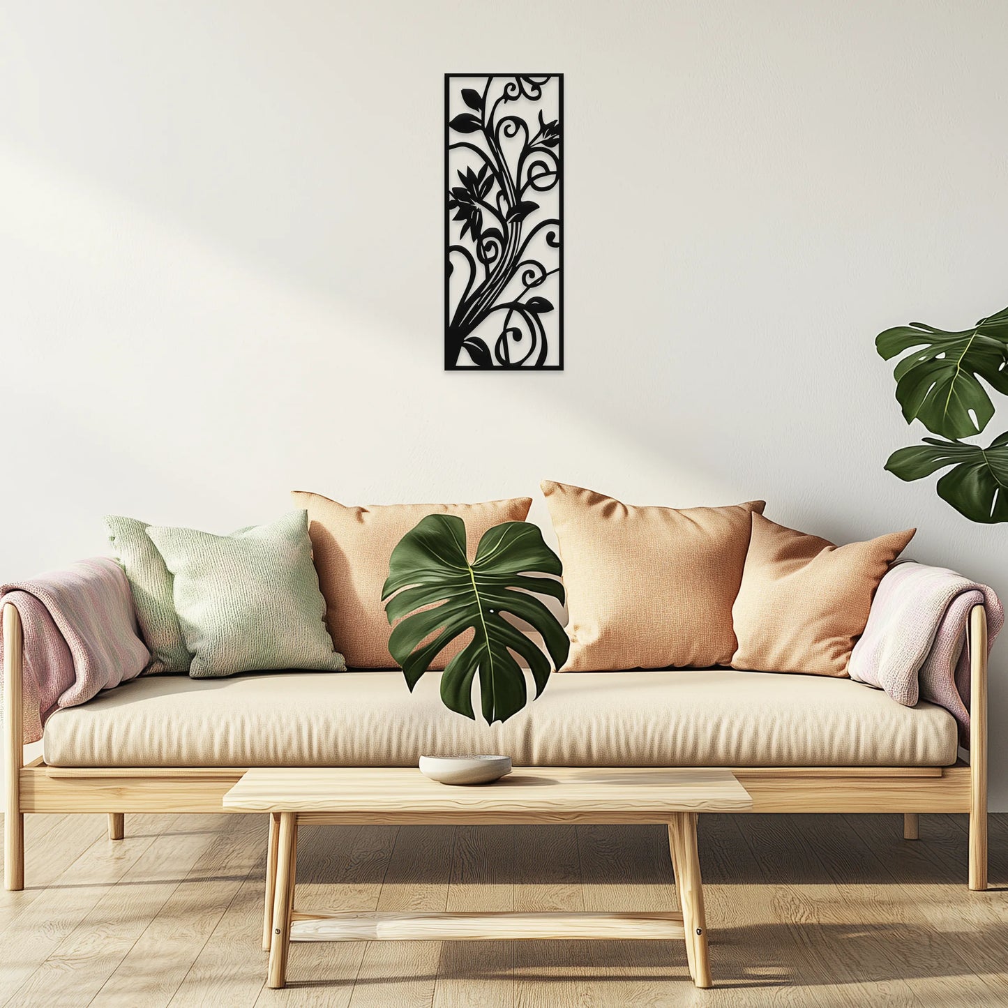 Kvetinový ornament, jemná elegancia - Drevená dekorácia na stenu