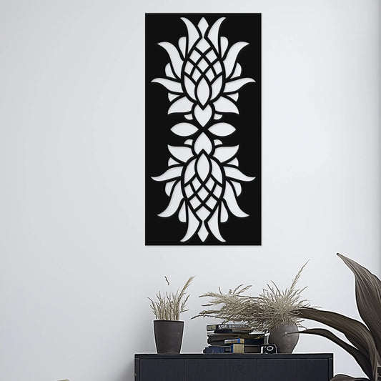 Kvetinový ornament symetria prírody - Drevená dekorácia na stenu