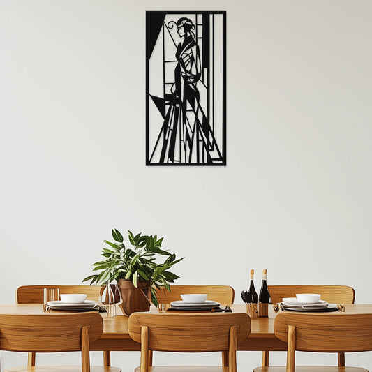 Dáma v štýle Art Deco - Drevená dekorácia na stenu