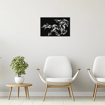 Ohnivý kôň, energia a vášeň - Drevená dekorácia na stenu